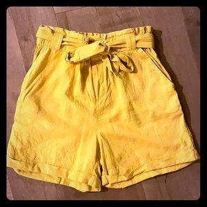 Roolee Orange Creek mustard high rise shorts